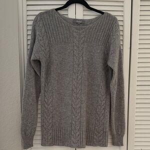 Marled Gray Cashmere Cable Knit Sweater